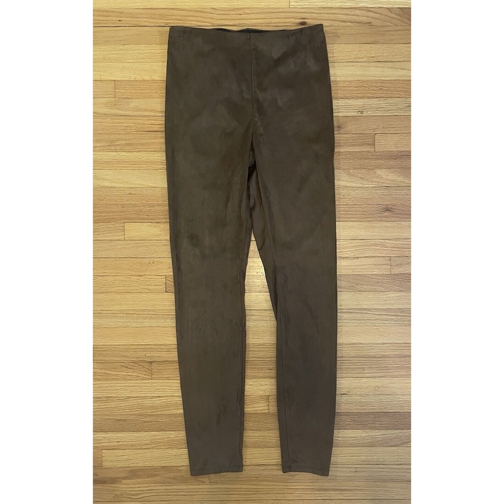 NWT LYSSE Pull On Skinny Leg Brown Faux Suede Leggings Women's Size Small